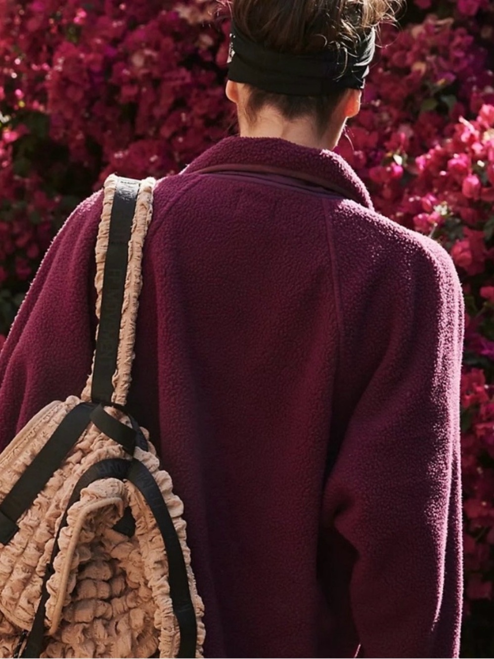 Free People Plush Sherpa Jacket in Burgundy - Picture 2 of 3